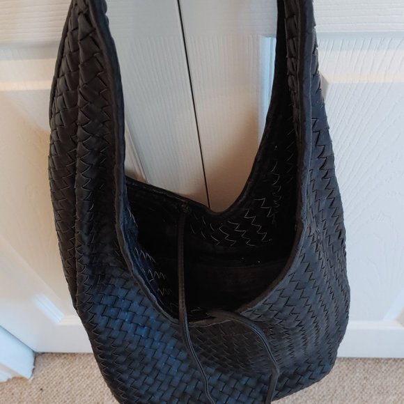 Ladies handbag, black woven leather by Renato Angi - Picture 1 of 3